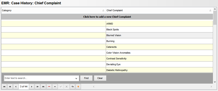 Chiefcomplaintsettings