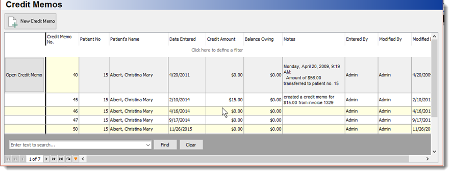 CreditmemoList