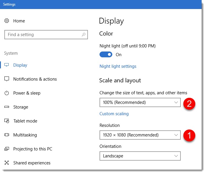Windows Display Settings