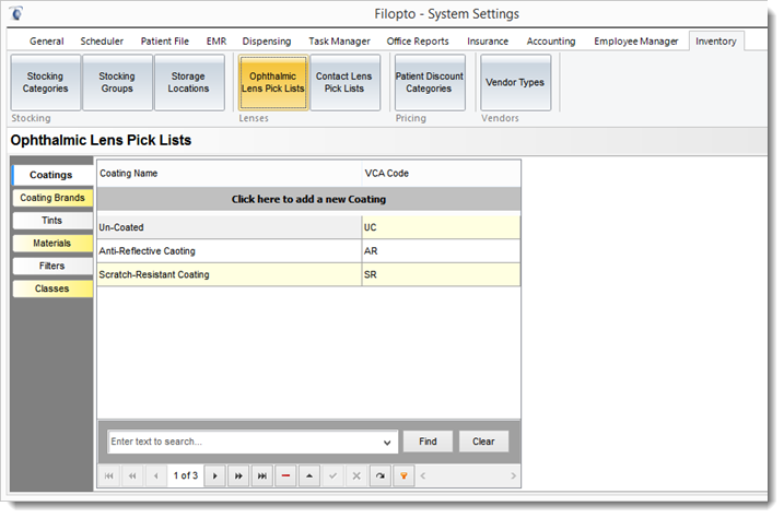 Optolenssettings