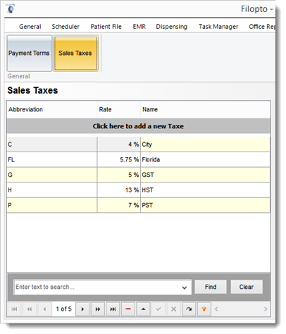 Salestaxessetting